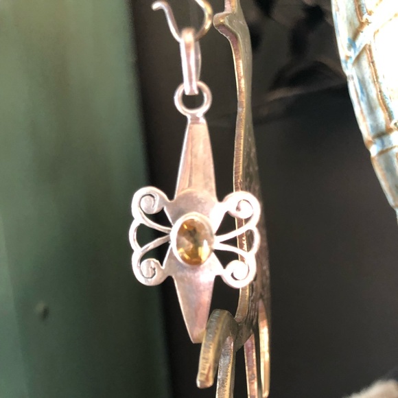 Sterling faceted citrine charm / pendant - Picture 1 of 7